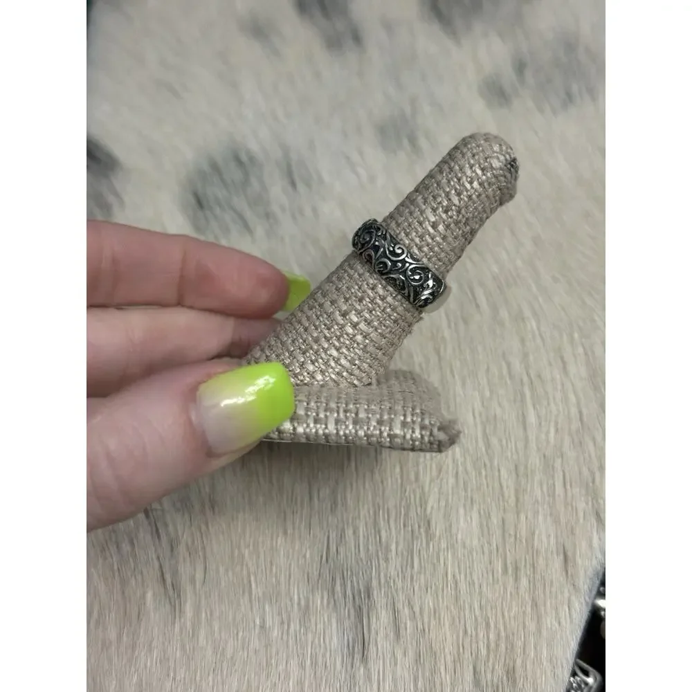 Carolyn Pollack Relios Sterling Silver Floral Flower Scrolly Braided Ring 7